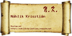 Náhlik Krisztián névjegykártya
